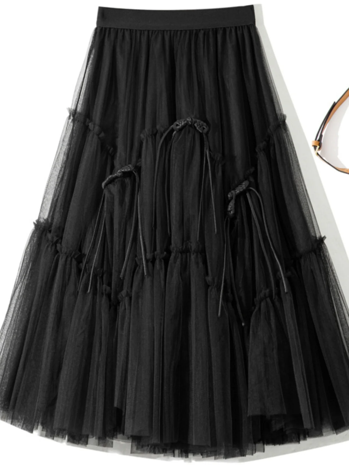 

Ретро-юбка миди А-силуэта с высокой талией в китайском стиле, из плотной сетчатой ткани, плиссированная, стройнящая, осенне-зимняя, женская модная одежда