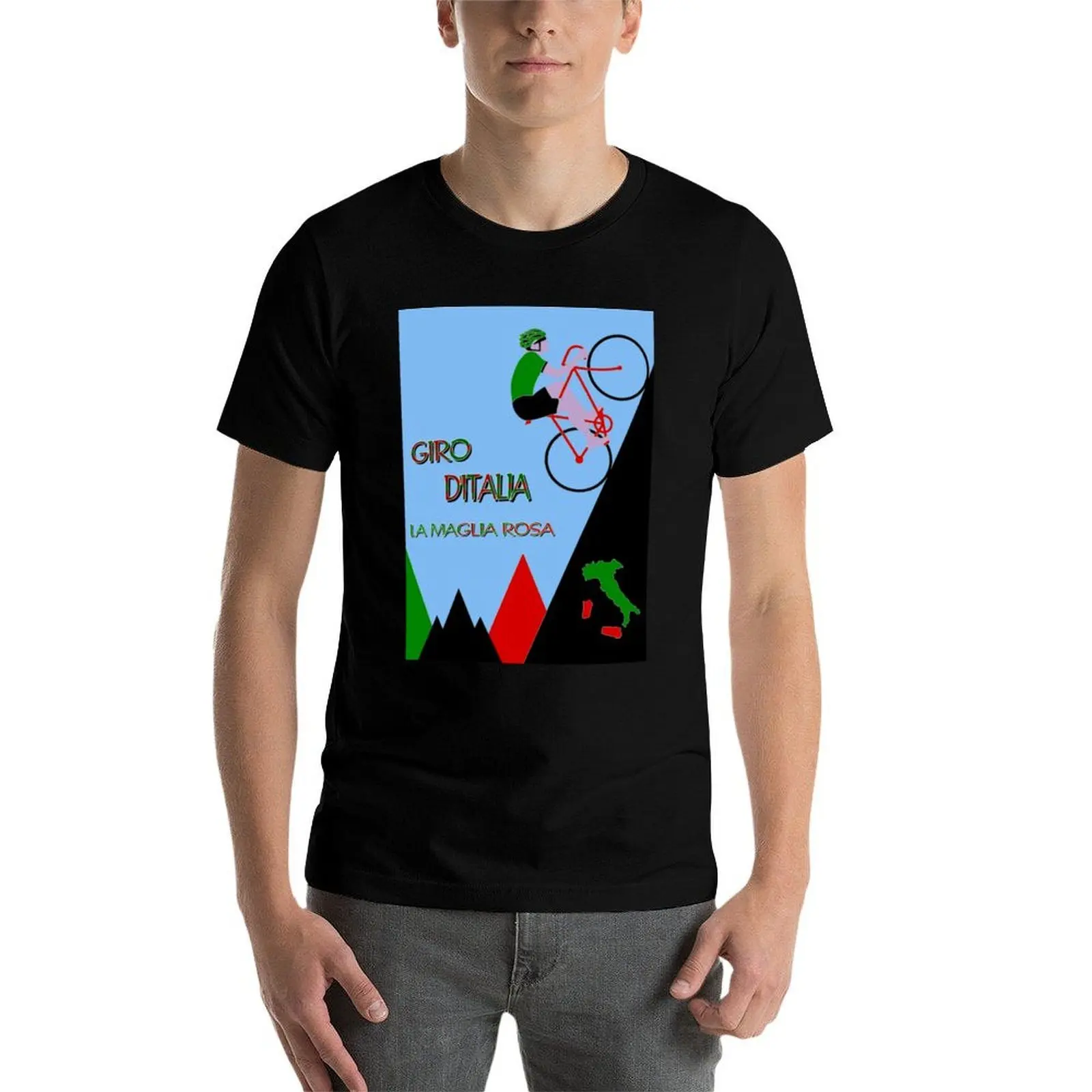 تي شيرت سباق مطبوع من القطن تي شيرت D مع مطبوعات تي شيرت BICYCLE_ ITALIA قميص إعلاني GIRO