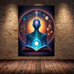 Vintage Meditation Spiritual Peace Zen Universe Yin Yang Yoga Art Posters Canvas Painting Wall Prints Pictures Room Home Decor