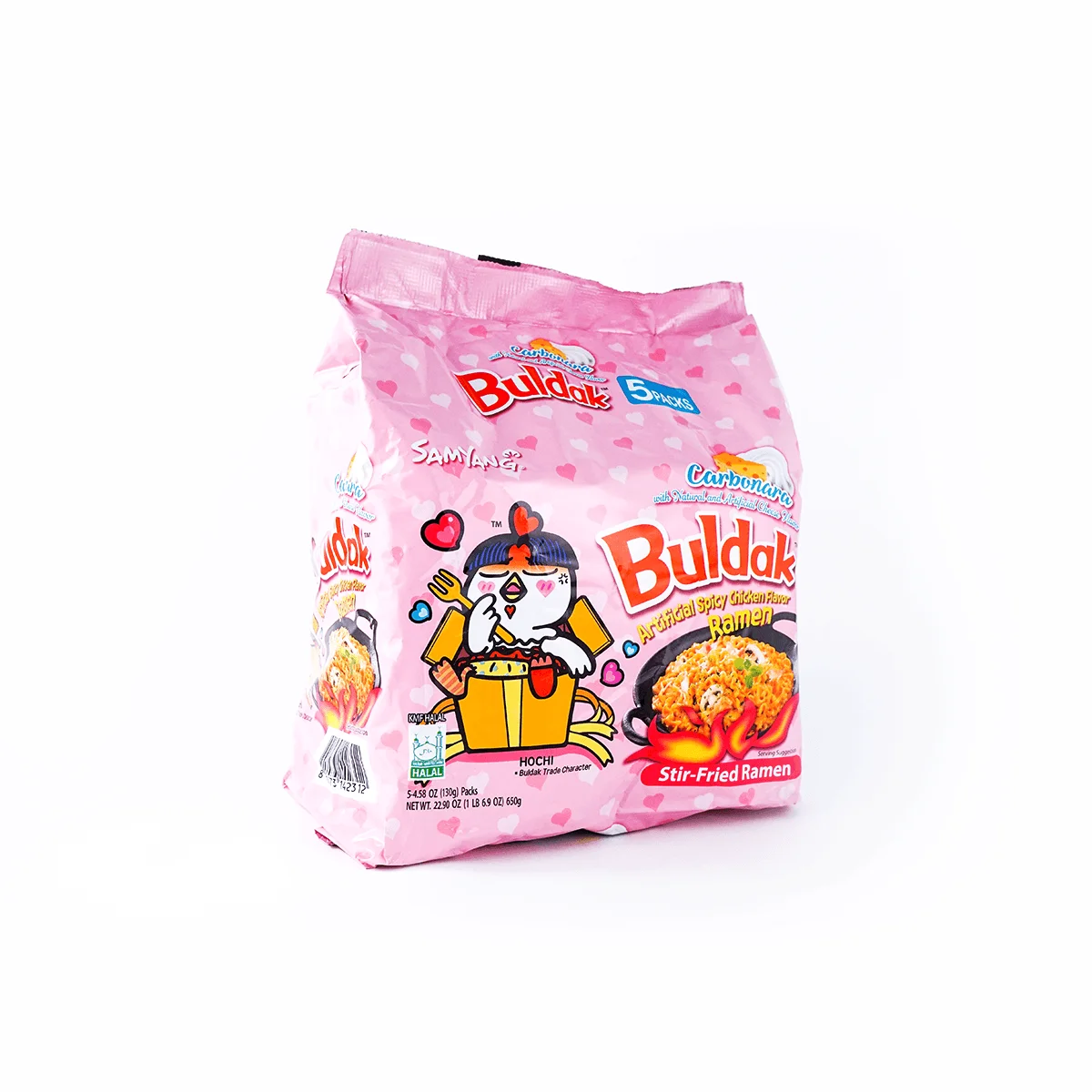 [5 pak 25 buah] mie Buldak Korea karbonara aduk goreng karbonara rasa ayam panas-5 buah * 4.58oz * 5 pak