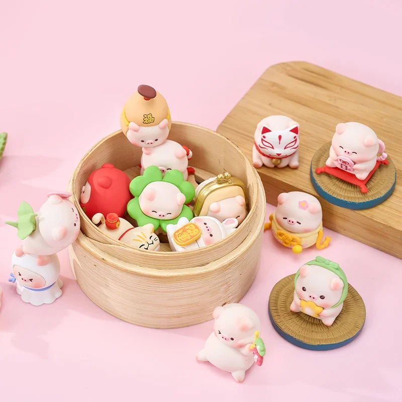 

Lucky Pig Pig Bless Pig Series Mini Blind Box Toys Kawaii Anime Action Figure Caixa Caja Surprise Mystery Box Dolls Girls Gift
