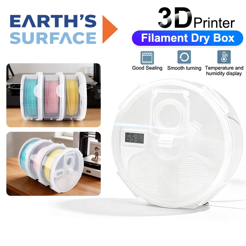Wall Mount Airtight 3D Printer Filament Dry Box with Hygrometer Thermometer Smooth Feeding for 1KG Filament 3D Printer Dryer Box