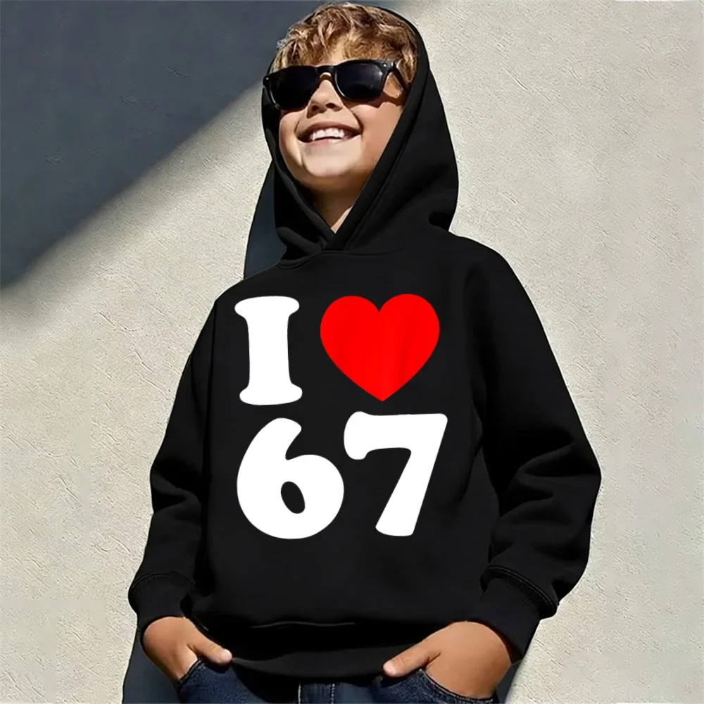 

New funny 67 Costume hoodie Trendy Christmas 67 Tree "i love 67" Printed hoodie Children Boys Holiday Tee Kids Xmas Tops