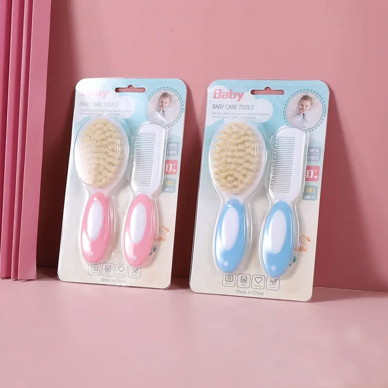 2PCS Baby Hair Brush Set for Newborn Toddlers Soft Bristles Cradle Cap Brush Gift Baby Care Accessories Infant Bathing Soft Comb