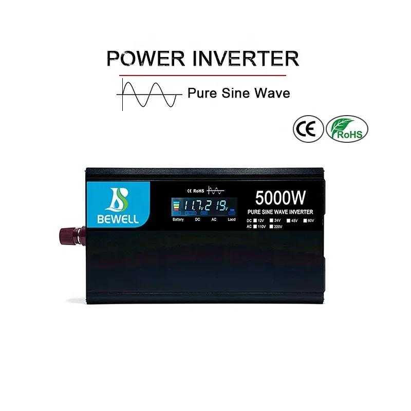 Smart Dc to Ac 2500W Peak Power 5000W Pure Sine Wave Solar Inverter Converter For Car Voltage Transforme