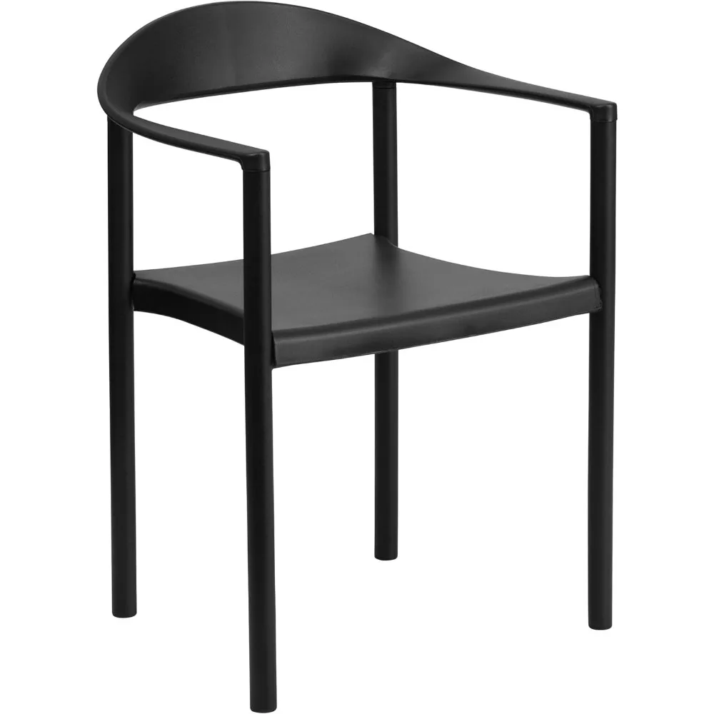 1000 lb. Capacity Black Plastic Cafe Stack Chair | Durable & Lightweight Seating for Events, Cafes, and Outdoor Use