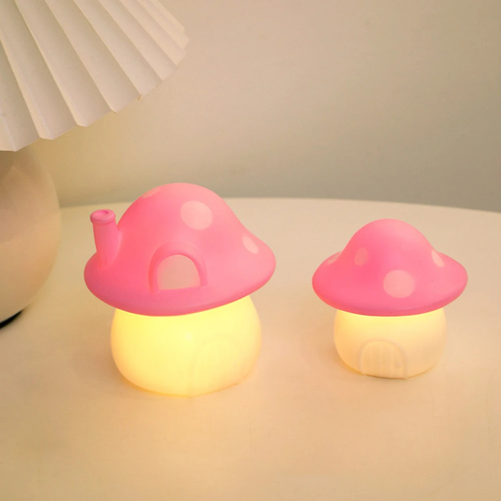 Young girl heart fashion cute cartoon mushroom night understand soft light sleep lamp bedside bedroom desktop decoration pieces