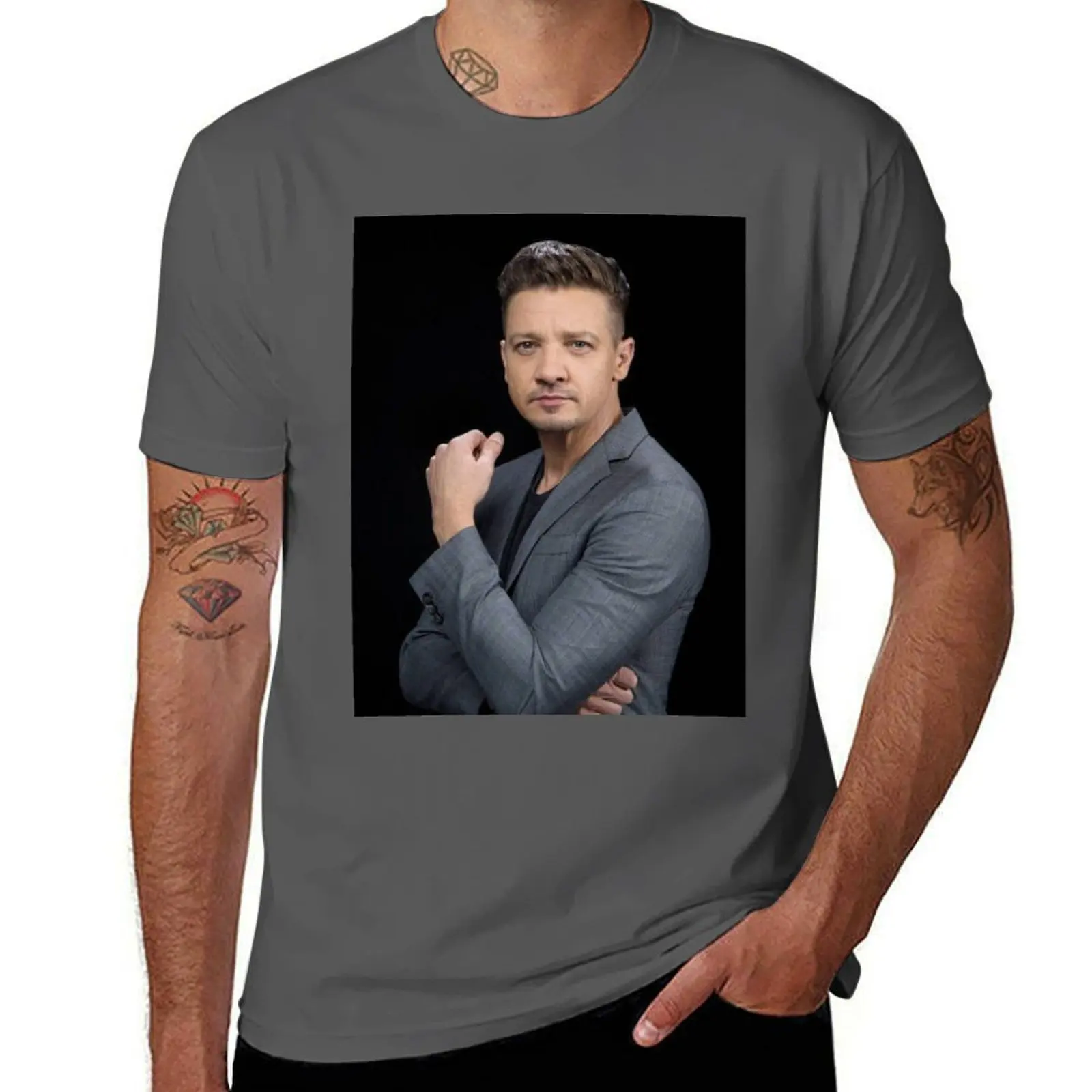 

Jeremy Renner T-Shirt cotton t shirts high quality cotton t shirt man T-Shirt