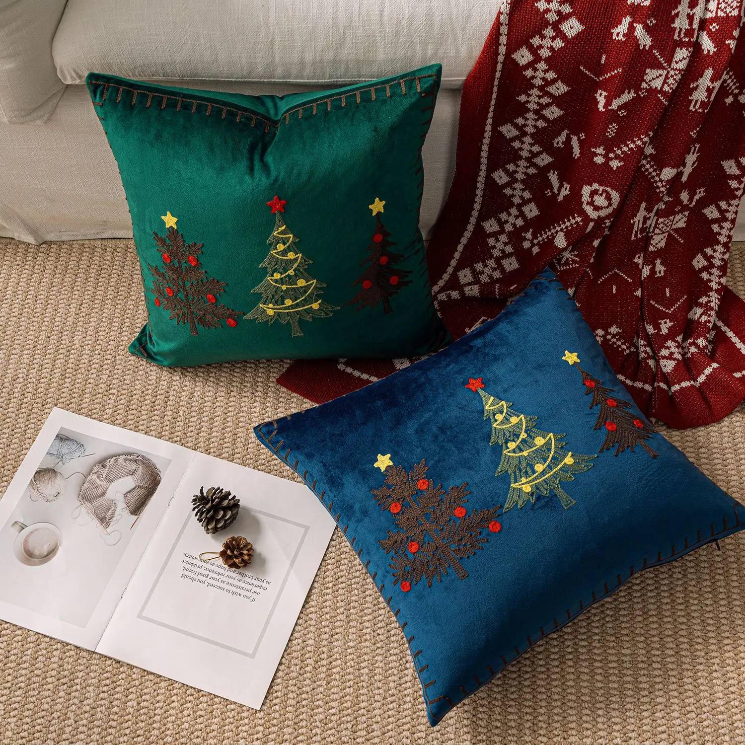 1pc Stickerei Kissenbezug Weih – Embroidery Xmas Tree Bewertung und Preis