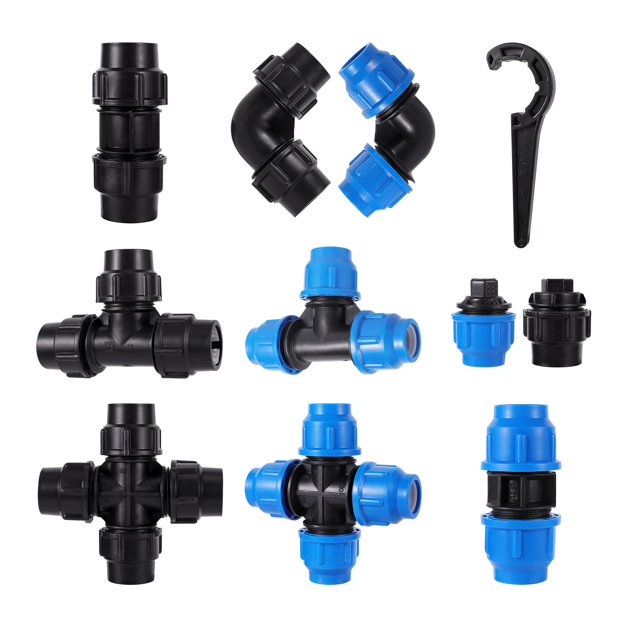 20mm Pe Pipe Ball Valve Accessories Quick Joint Elbow Three-way Diverter Plastic Ball Valve Coupler Connector