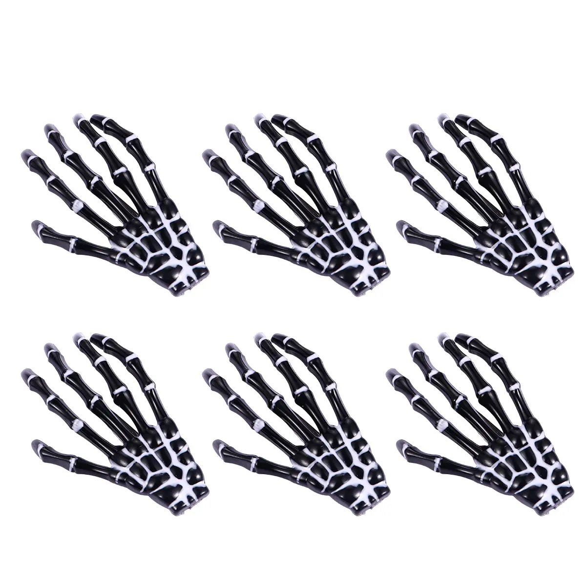 

6pcs Hairpins Black H Bone Barrettes Women Halloween Costume Party Hair Styling Aid Claw Hair Clip Accessories