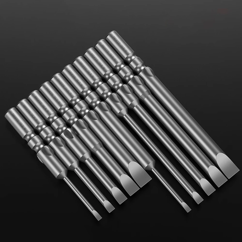 

10pcs 6mm Round Shank Slotted Head Electric Screwdriver Bit S2 Alloy Steel Magnetic Security Bit for 802 Electric Drill