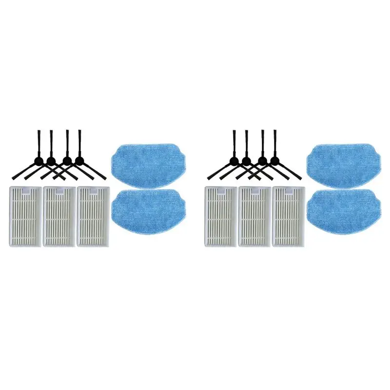 2Set Replacement Parts For Midea VCR04W Robot Vacuum Cleaner Accessories Washable Side Brush Hepa Filter Mop Cloth-AT30
