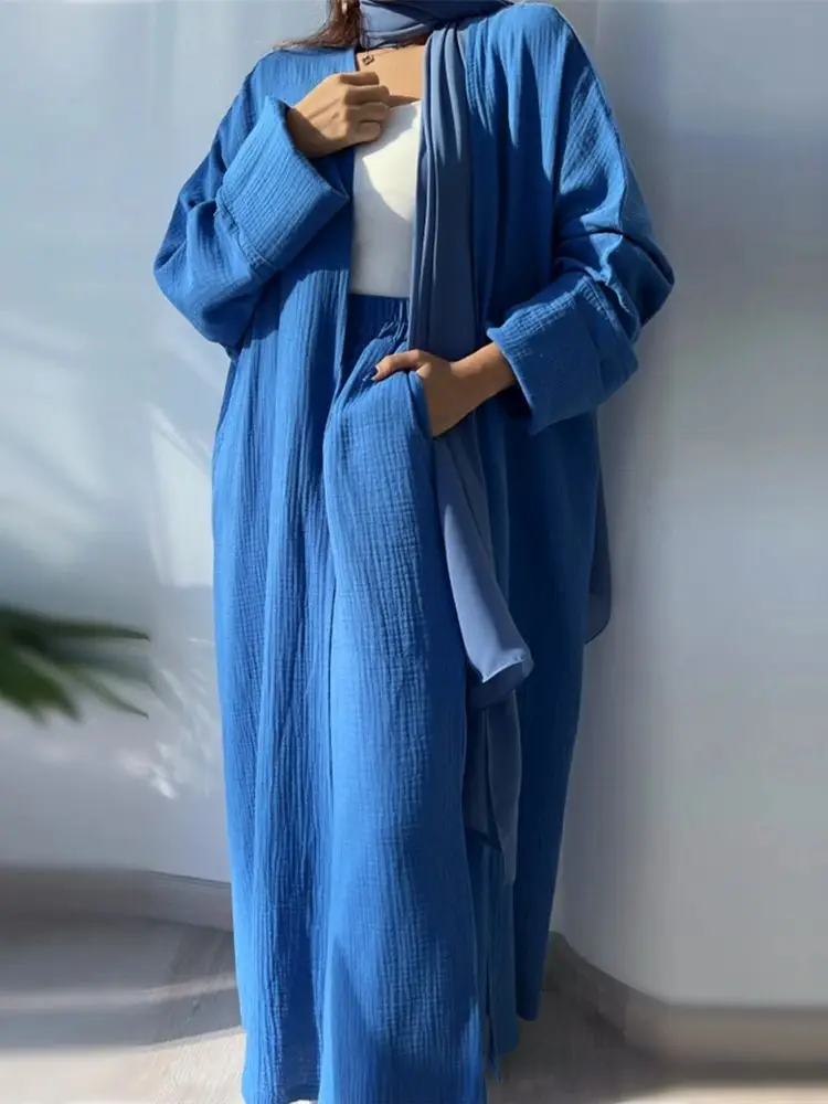 

Ramadan Eid Linen Kimono Abaya Dubai Muslim Islam Kebaya Dress Robe Femme Musulmane Abayas For Women Caftan Marocain Djellaba