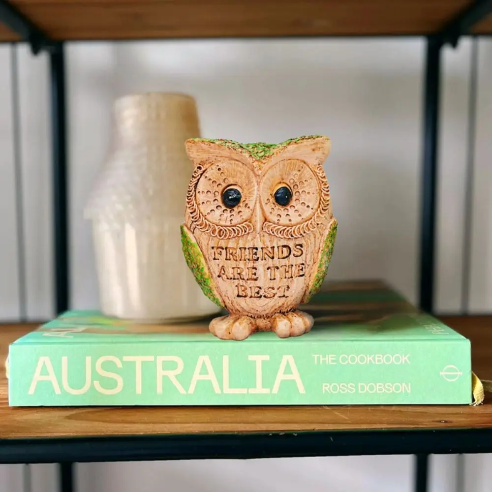 

Micro Landscape Resin Owl Statue Cute Vivid Bird Miniature Figurine Retro Desktop Ornament Living Room