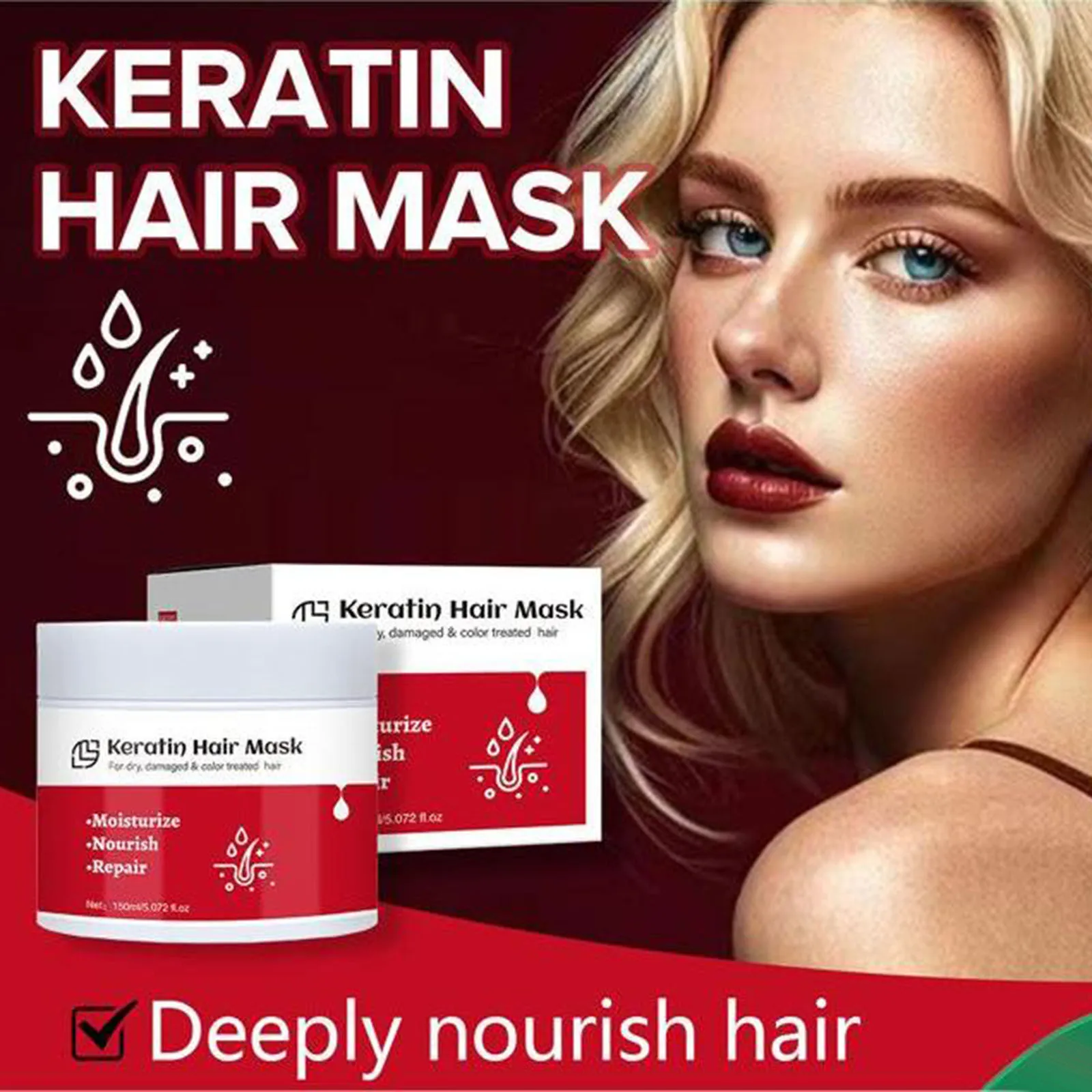 2024 New Keratin Hair Mask Nourishment For Hair Beauty Chamomilla Recutita & Rosmarinus Officinalis Protein Mask 150ml