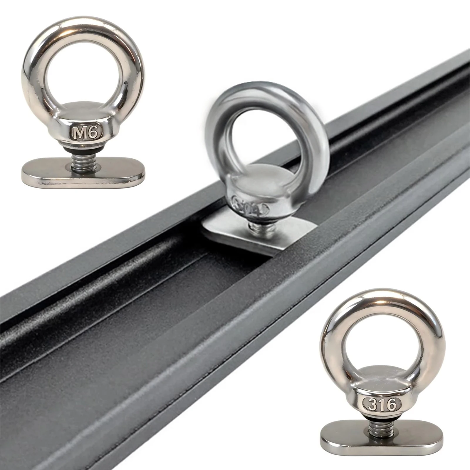 Kayak Track Mount Tie Down Eyelet Rust Proof Ring Shaped Eye Bolt Multi-Purpose for Kayak Canoe Boat RV Trailer Sailboat