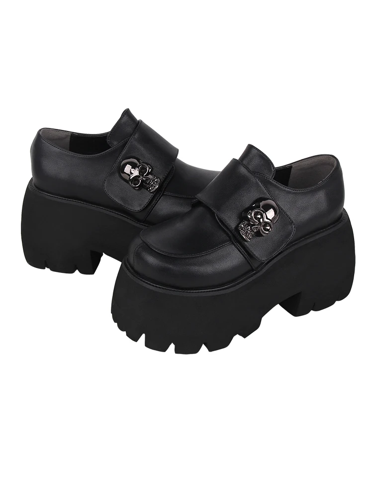 2024 New Punk Skull Academy Style Lolita Shoes With Ultra-high Heels Sponge Cake And Thick Soles Cos Loli Girl Pu Shoes