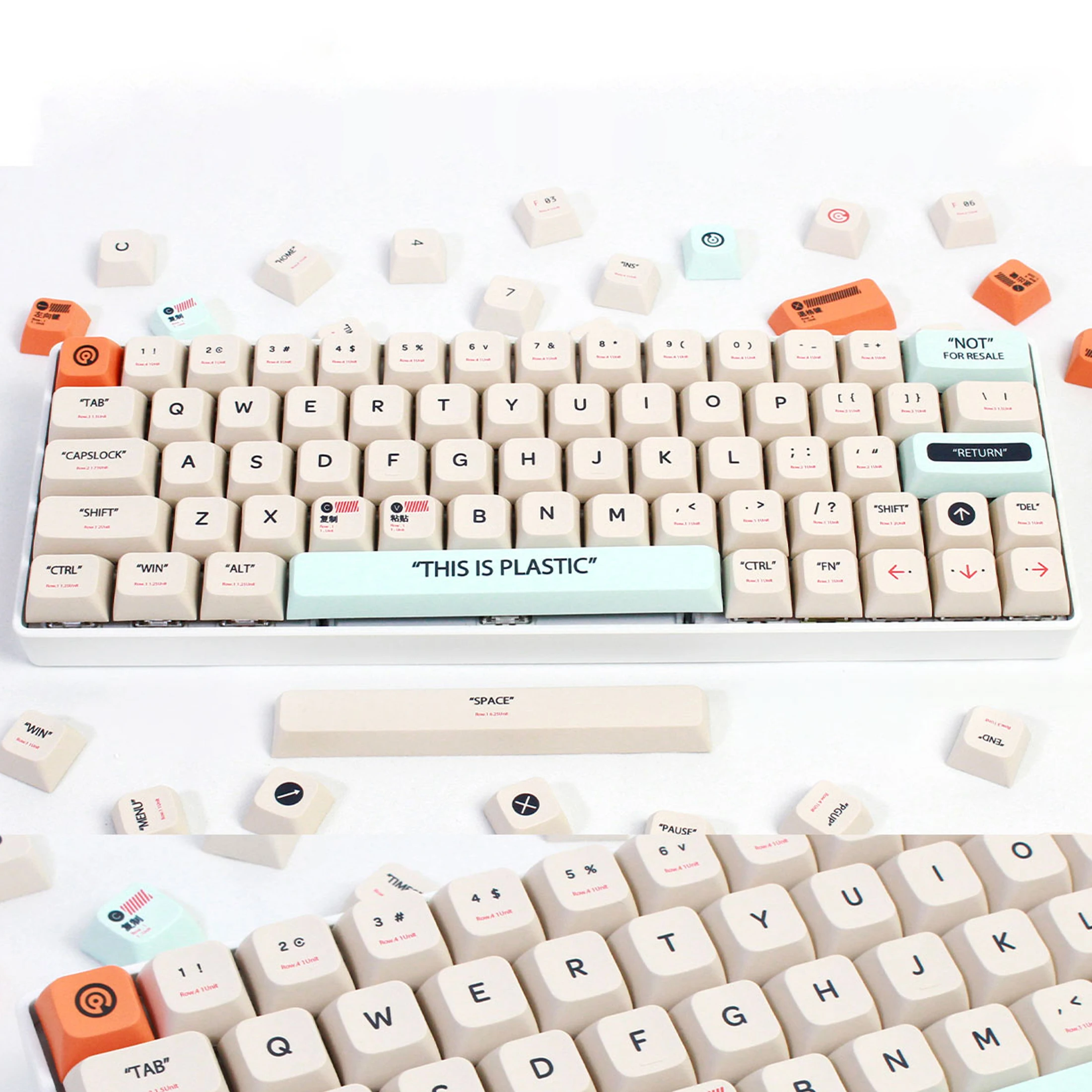 Conjunto de teclas PBT com teclas personalizadas de contorno XDA 60 65 75 100% adequadas para teclas retrô 61/64/68/84/87/100/104/108