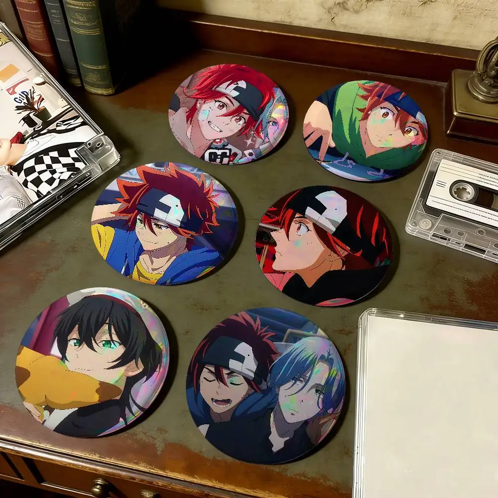 Anime SK8 For Badge Fashion Laser Holographic Effect Badge Custom Design Metal Lapel Pin Brooch For Backpack Decor