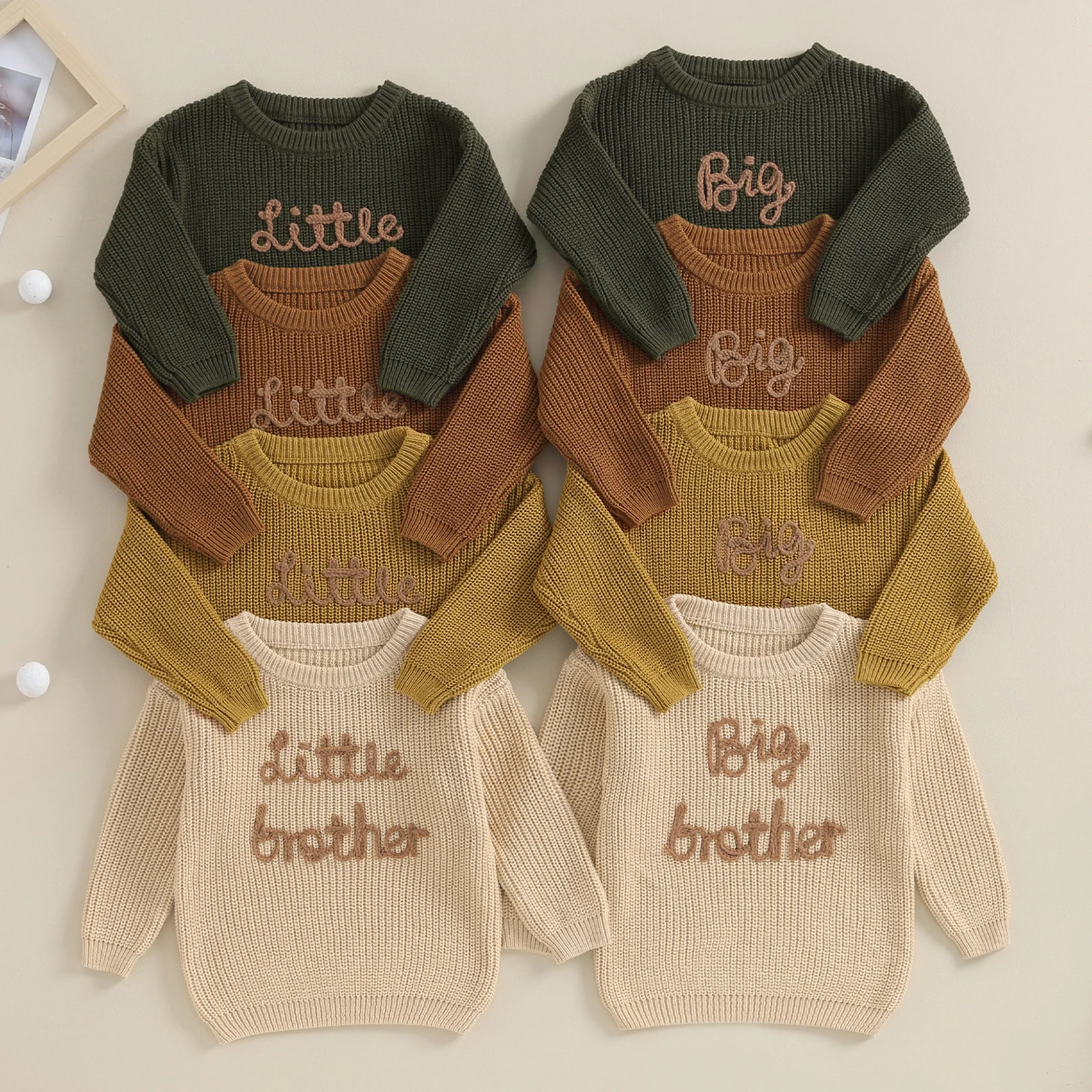 Baby Boys Sweater Letter Embroidery Crew Neck Long Sleeve Pullovers Fall Toddler Clothes Jumpers Tops