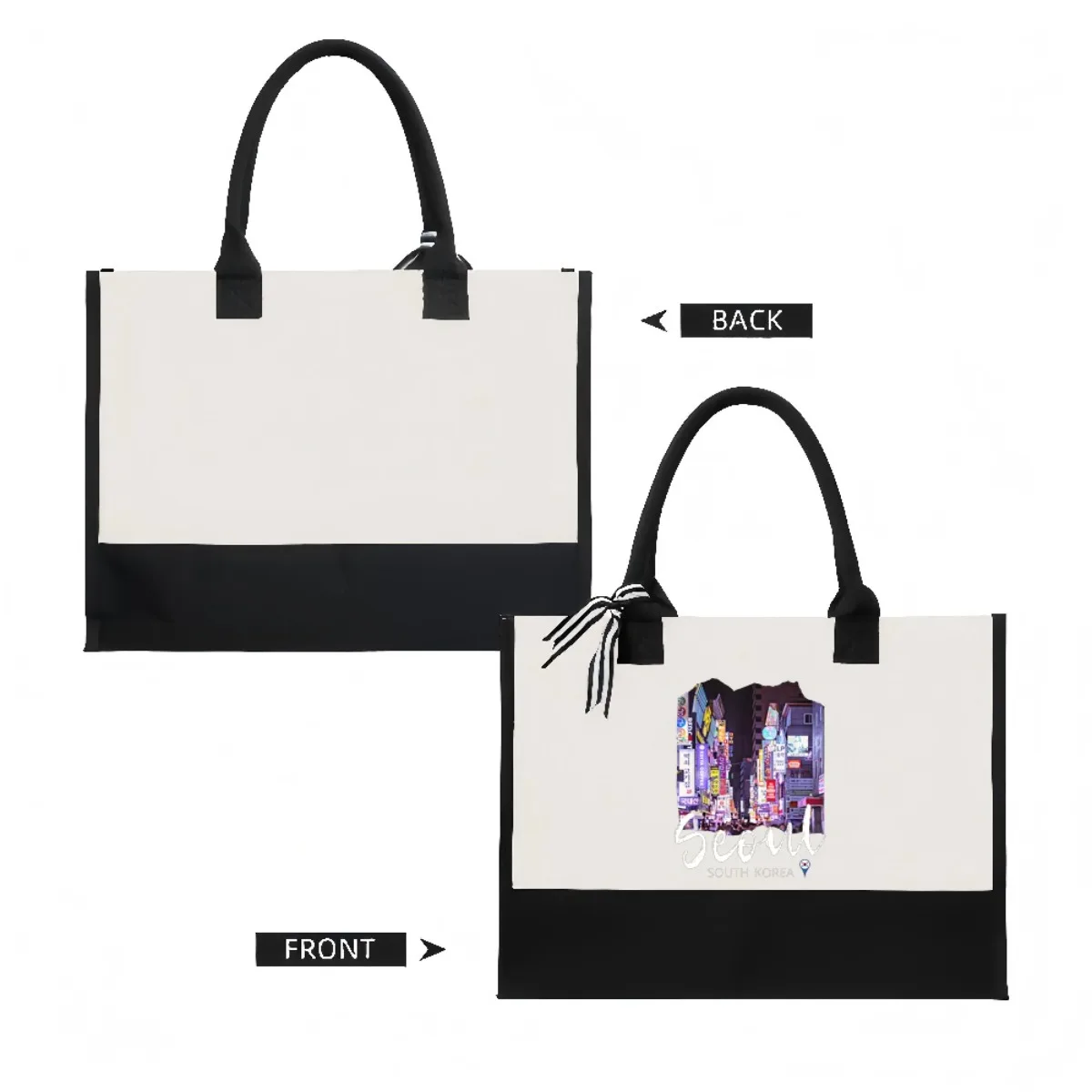 أريد أن اذهب إلى سيول معي 2026 وصول جديد موضة عملية واسعة قابلة لإعادة الاستخدام حمل حقيبة نمط طباعة 2 لهجة الثقيلة كبيرة Sh