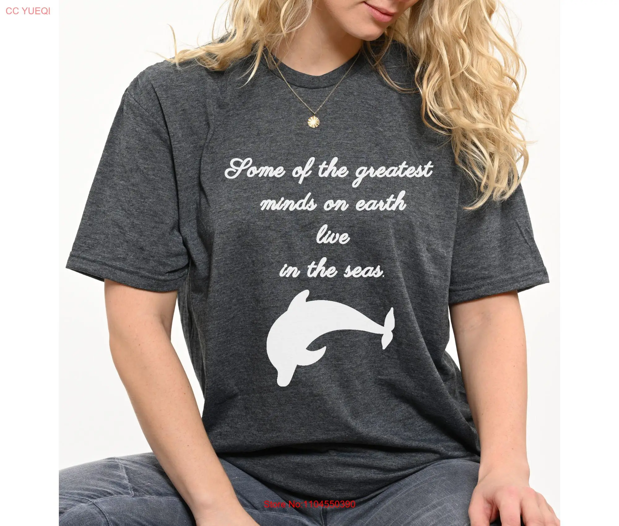 Dolphin T Shirt Sea World Motivation Sentence Words Of Wisdom Lover Porpoise Professor College Student s