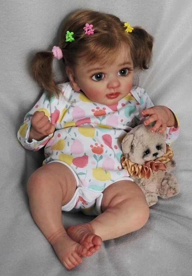 

SANDIE 40CM Layla Cute Reborn Baby Girl Doll Lifelike 3D Painting with Veins Multiple Layers Gifts for Adults