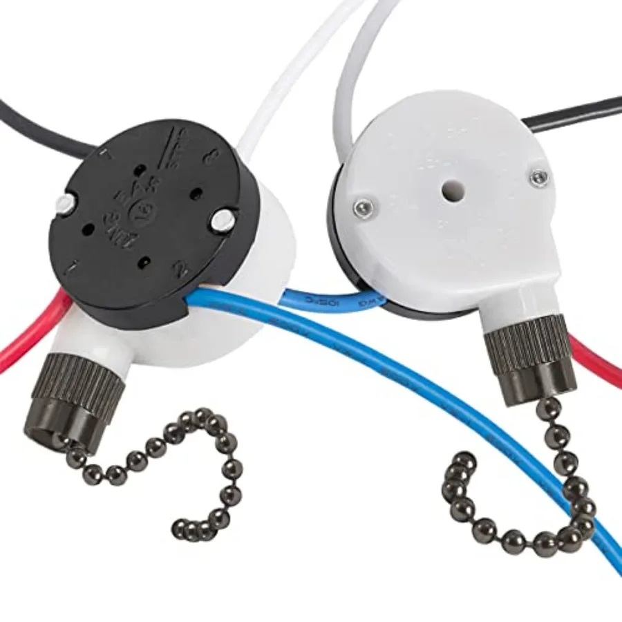 Zing Ear ZE-208S 3 Speed 4 Wire Fan Switch - Pull Chain Speed Control for Ceiling Fans, Wall Lamps, Cabinet Light