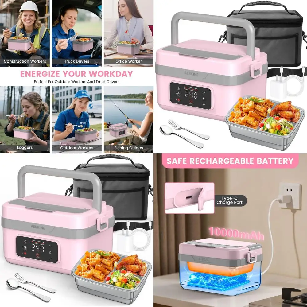 

Portable 75W Electric Lunch Box for Adults - 1.5L Stainless Steel Container, Rechargeable Food Warmer, Ideal for Office, Picnics