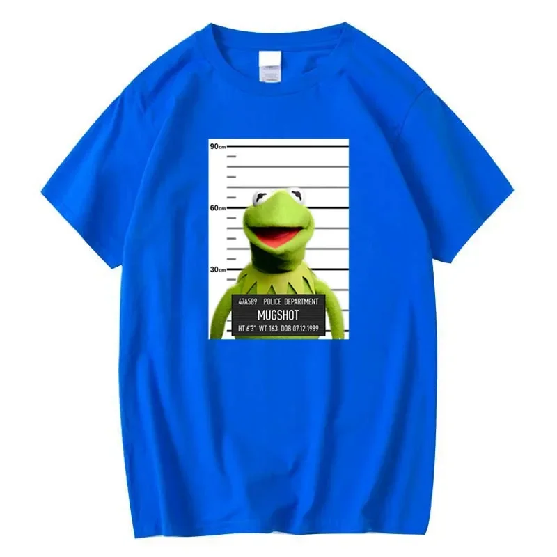 Short Sleeve Style Tops Tees Oversized Summer New T Shirts 5XL Mens Tshirts Funny Prisoner Frog kermit mugshot Washed Vintage