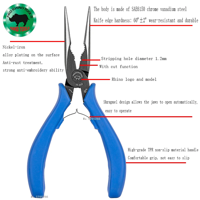 Оригинальный японский Рино грамм сталь YN наклонные кусачки с зачисткой провода YP603 игольчатые плоскогубцы могут резать стальную проволоку