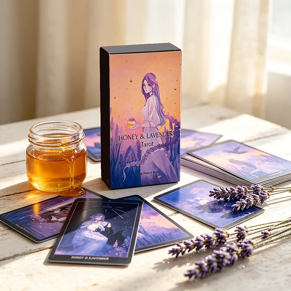 Honey & Lavender Tarot Cards English Version Fortune Divination Board Game Gentle Healing Spiritual Guidance Tarot Cards