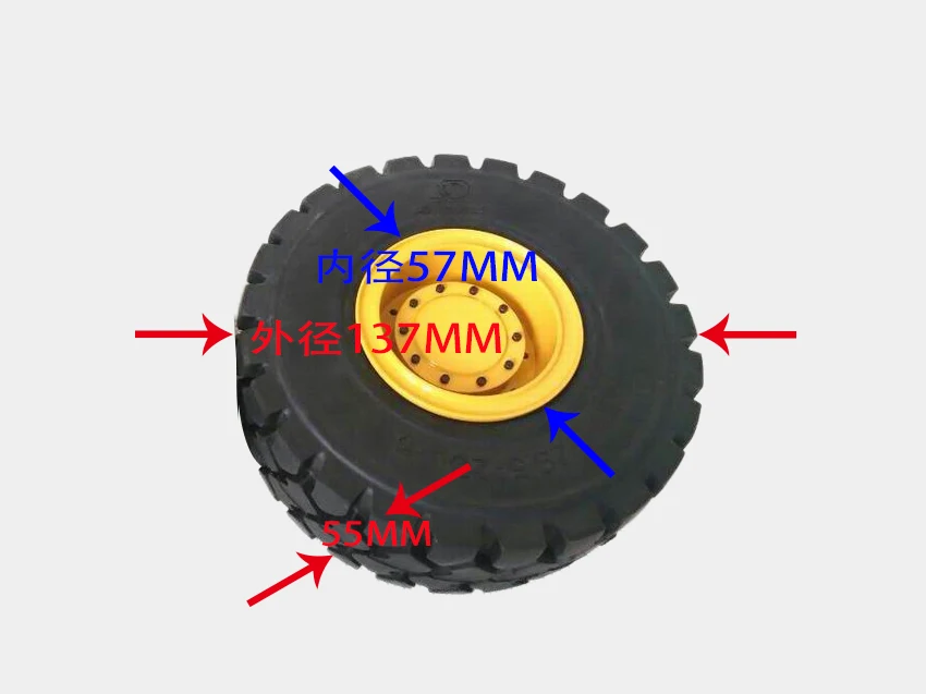 1 Pair Rubber Tyres Bulldozers Tyre 137mm for 1/14 Tamiya RC Truck Heavy Duty Trailer Tipper Scania 770S Actros MAN Volvo Parts