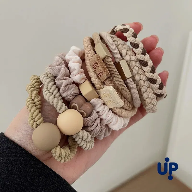 10 diademas de cuero para mujer, accesorios para el cabello, banda elástica de alta elasticidad y duradera para coleta alta, círculo para el cabello