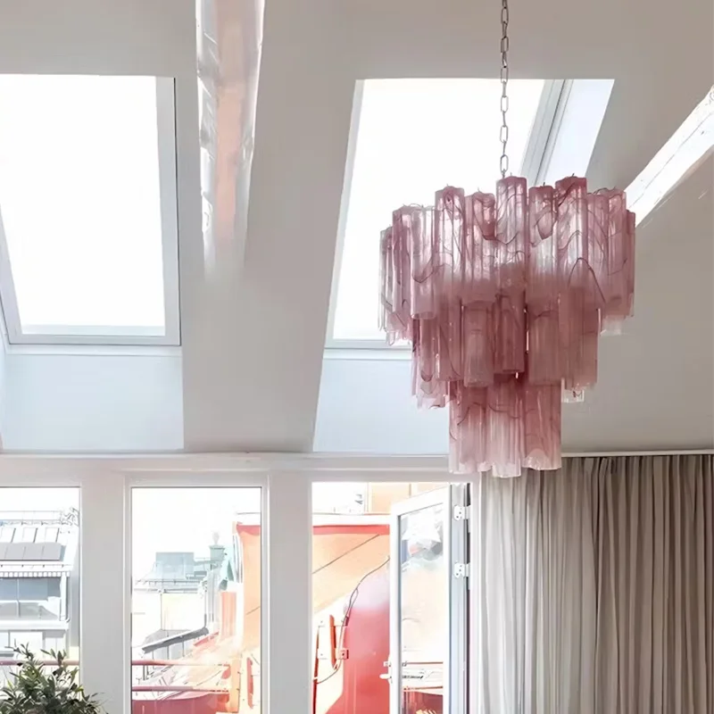 Modern Custom Lamp Large Indoor Art Flower Design Decoration  Pendant Light  Glass Chandelier for Living Room Staircase