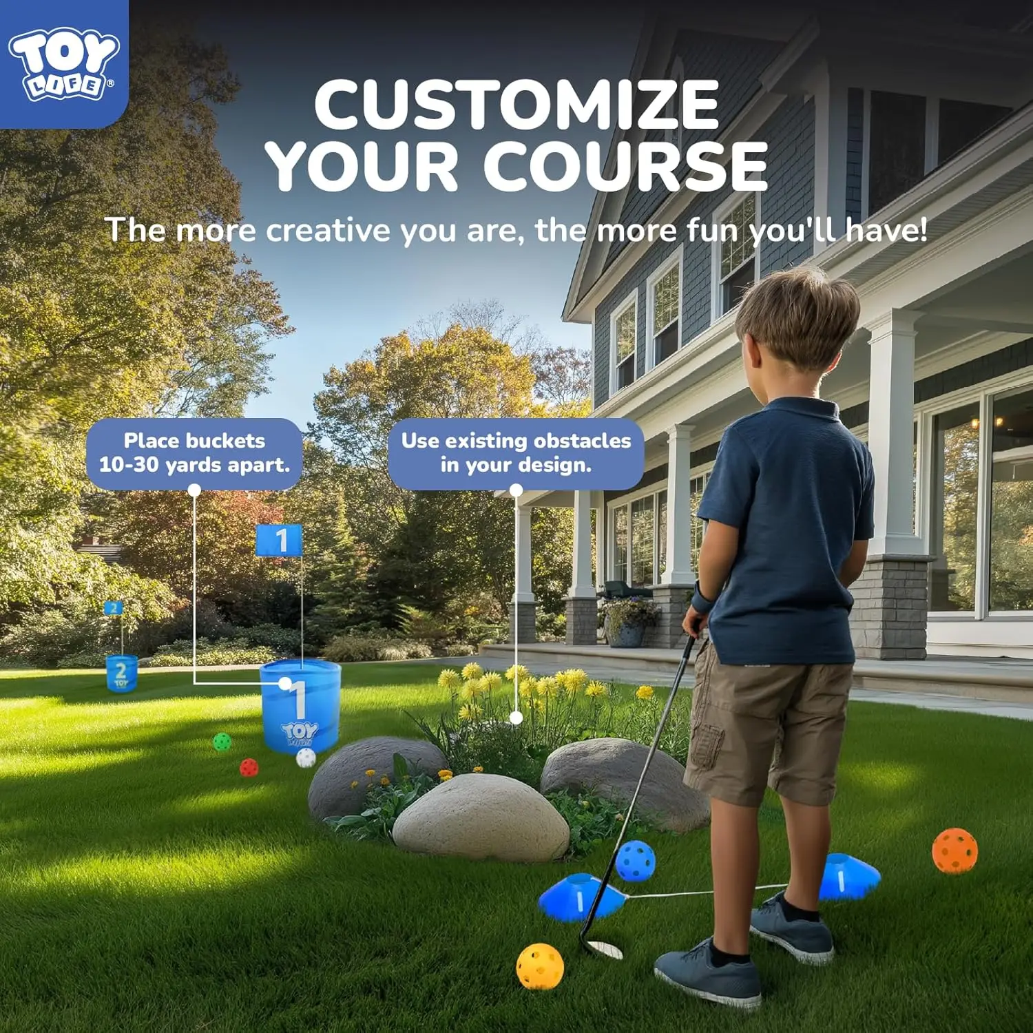 TOY Life Golf Bucket Game Golf Practice Game, Golf Chipping Game for Adults Family Kids Outdoor Indoor Backyard Golf Game PAR 3