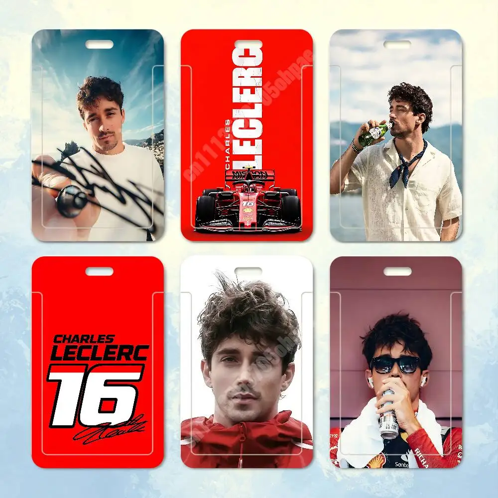 C-Charles 16 L-Leclerc Racing Driver Plastic Card Holder Worker ID Card Clear Transparent Employee Visitor Pass