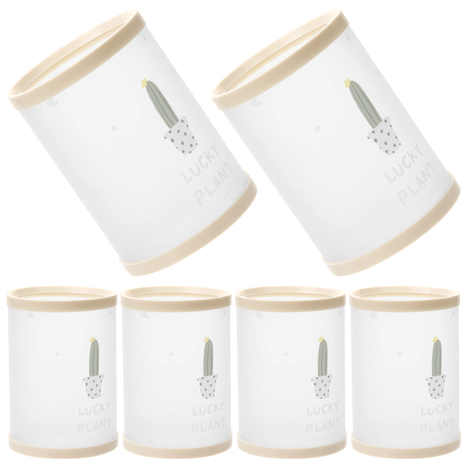 

6 Pcs Plastic Pen Holder Pencil Container Case Lovely ganizer Desk Adorable Makeup Brush Bucket Storage Solution Gift Idea