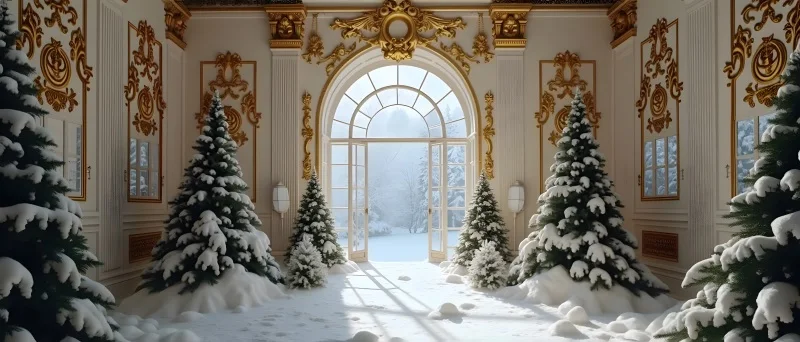 لافتة باب جراج عيد الميلاد من White Palace شجرة عيد الميلاد الشتوية غطاء جراج كبير لعيد الميلاد لمستلزمات حفلات الأعياد الداخلية والخارجية