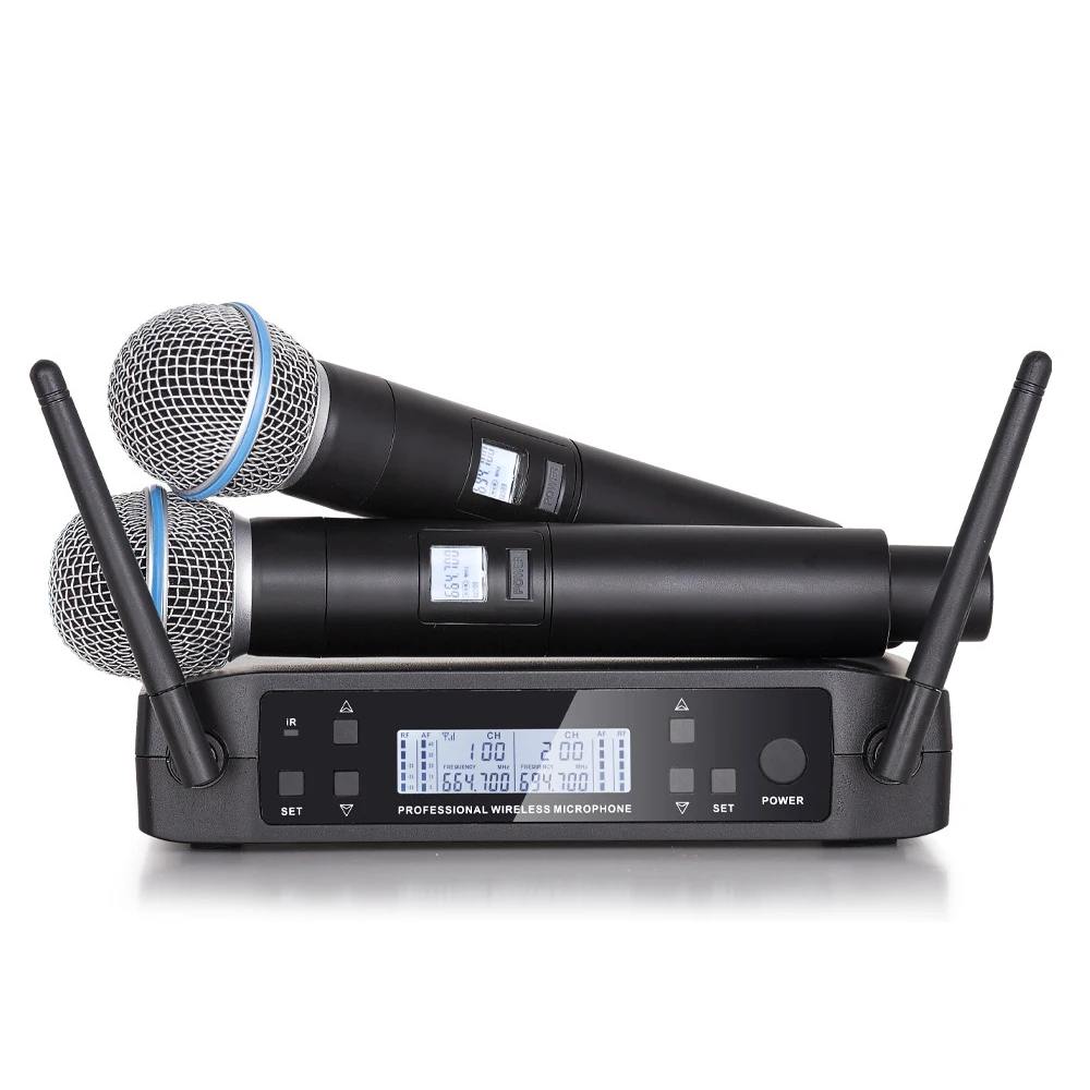 

UHF Dual Channel 2 Beta58 Handheld Wireless Microphone System GLXD4 Stage Concert Karaoke B58 Handheld Limited