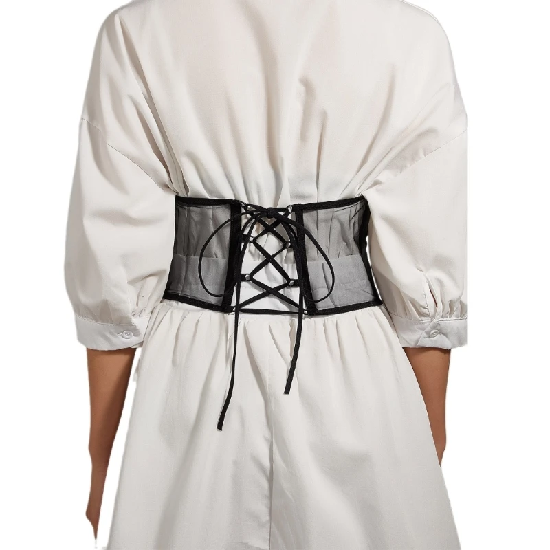 Ladies Shirt Mesh Waist Belt Vintage Elegant Underbust Corset Universal Waist Belt Women Dress Shirt Wide Waist Seal