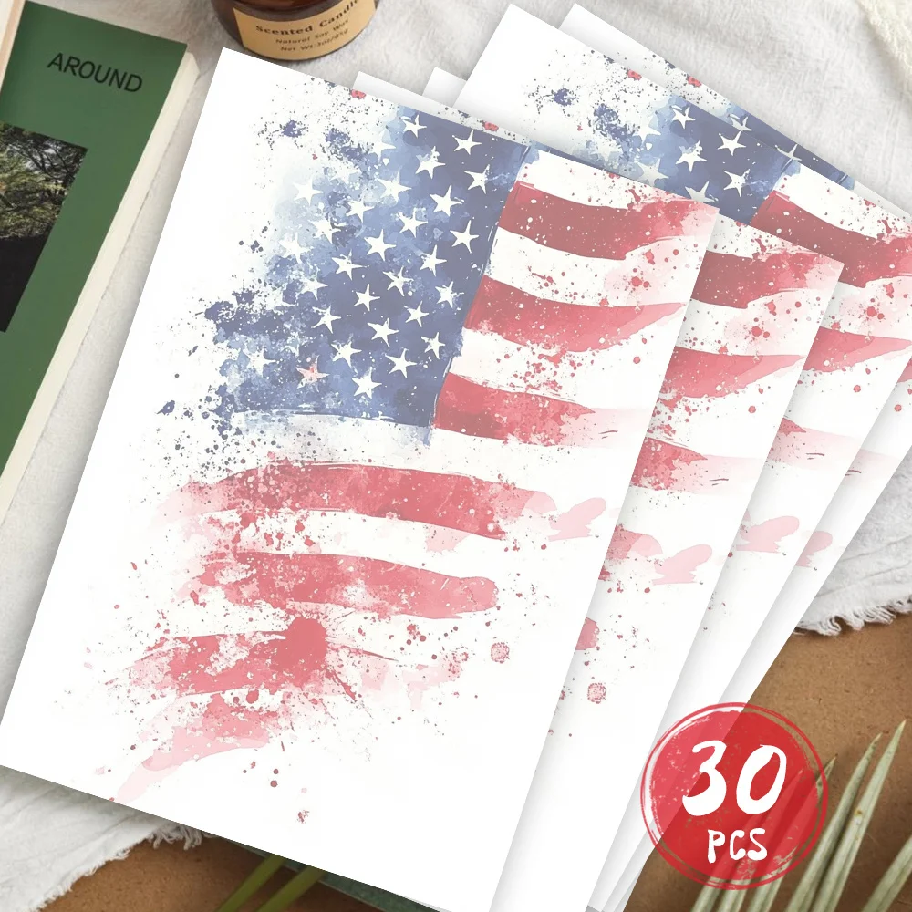 30 Sheets Of B5 USA Flag-themed Writing Paper, Lined, No Glue, Perfect For Notebooks, Memos, And Stickers