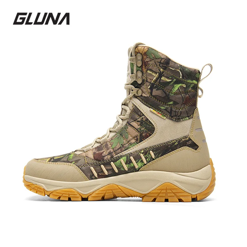 Work shoes men Boots Waterproof Hiking Boot Trekking sneaker Cowboy High Top Desert Bootas Non-slip Mens Hunting Boot Camouflage