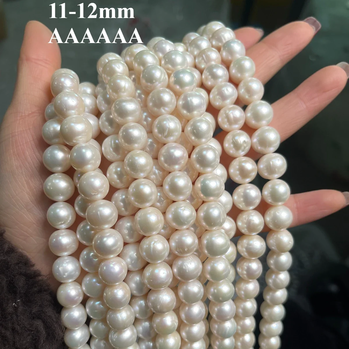 

11-12mm 6A Natural Freshwater White Big Round Smooth Pearl Loose Bead Fine Gift Jewelry Make DIY Necklace Bracelet Accessories