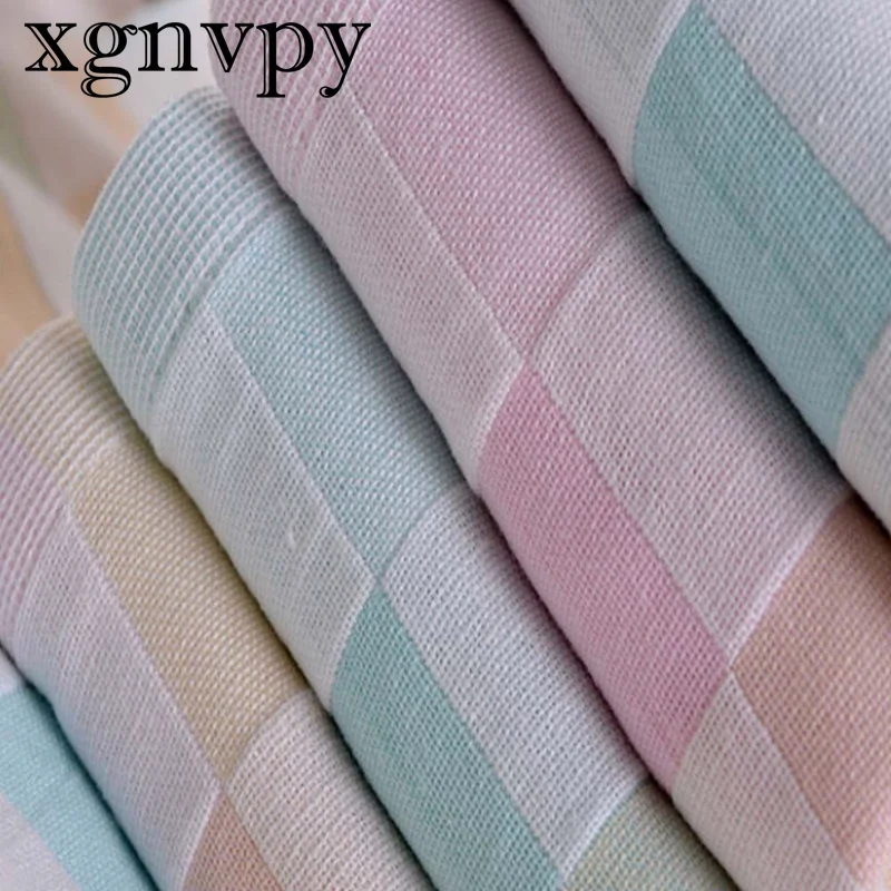 Xgnvpy Reusable Breathable Square Lattice Print Cotton Newborn Handkerchief Wipe Towels Saliva Towels Face Towel