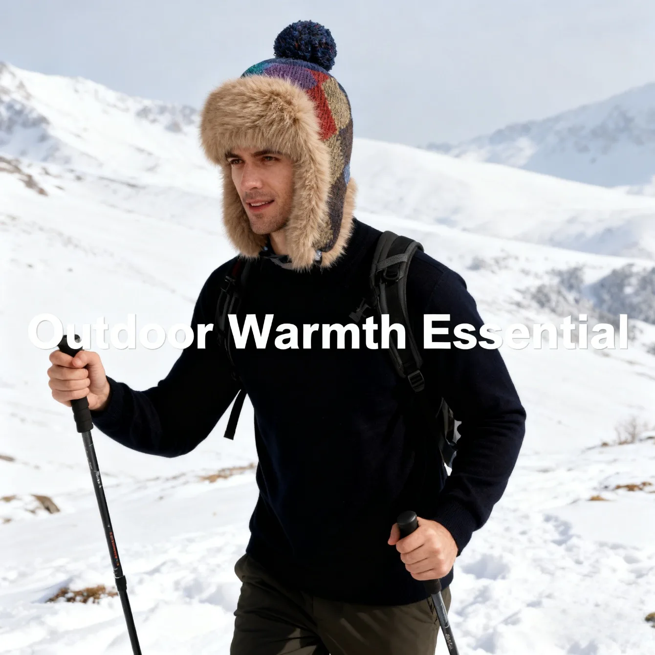 

Утолщенная вязаная шапка с большой головой на флисовой подкладке, красочная квадратная клетчатая шапка-ушанка, осенне-зимняя теплая ветрозащитная шапка