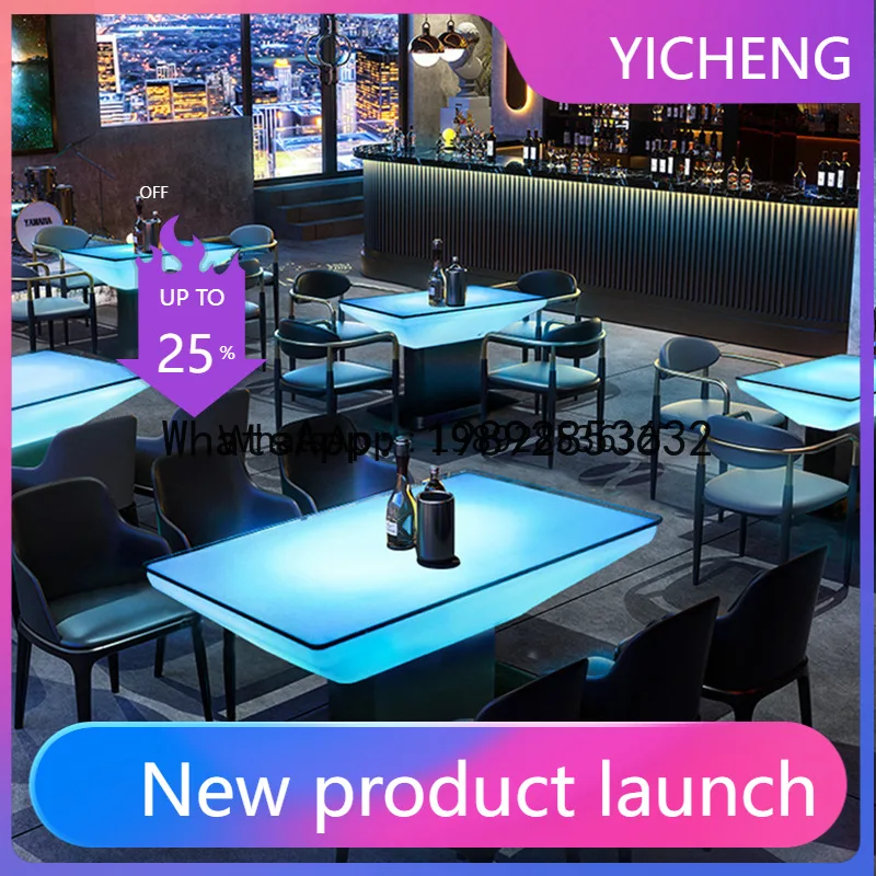 LYY KTV Luminous Table Rectangular Colorful Bar Table Booth High Stool Coffee Table