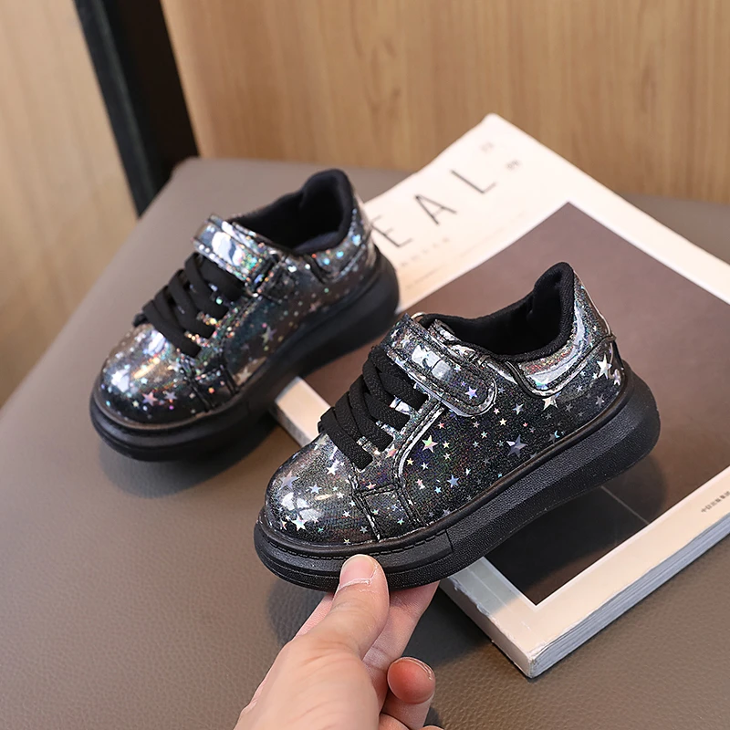 autumn children leather shoes glitter flexiable platform kids casual shoes patent leather unisex leisure boys girls shoe 21-30