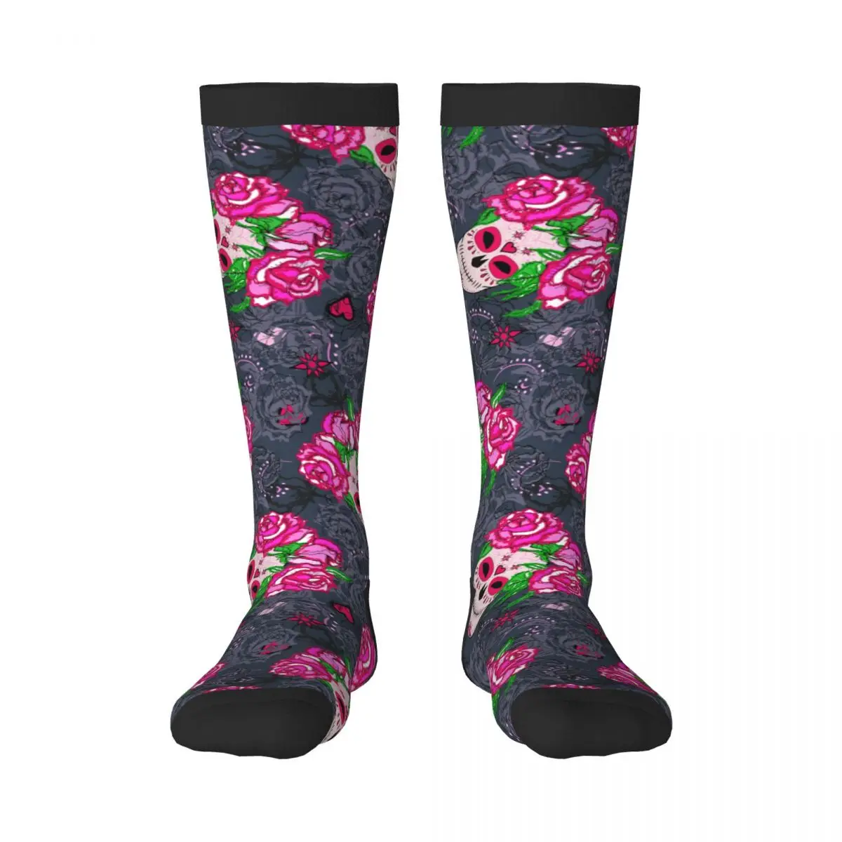 1 Pack Sugar Skull And Roses Over-knee Long Socks Middle High School Socks